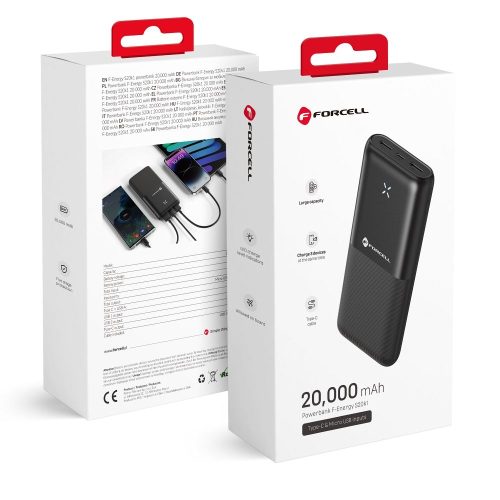 Baterie Externa Forcell Typ C – S20K1 – Negru