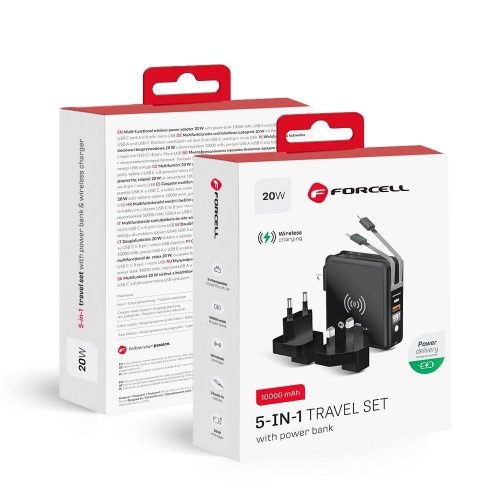 BATERIE EXTERNA 10000mAh – FORCELL – 5IN1 TRAVEL SET