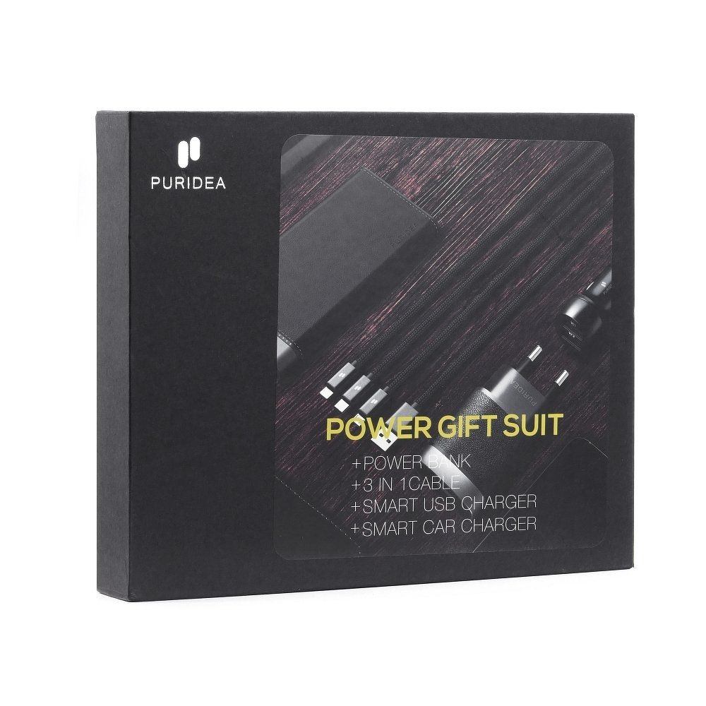 SET CADOU PURIDEA (BATERIE EXTERNA / CABLU 3in1 / INCARCATOR MASINA / INCARCATOR PRIZA)