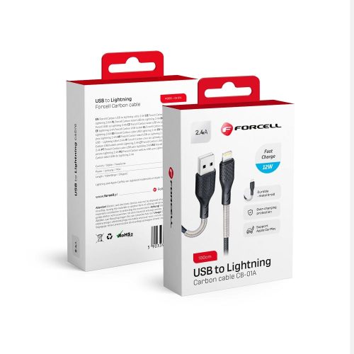 CABLU USB-A – Lightning – FORCELL – 2.4A 1M Negru