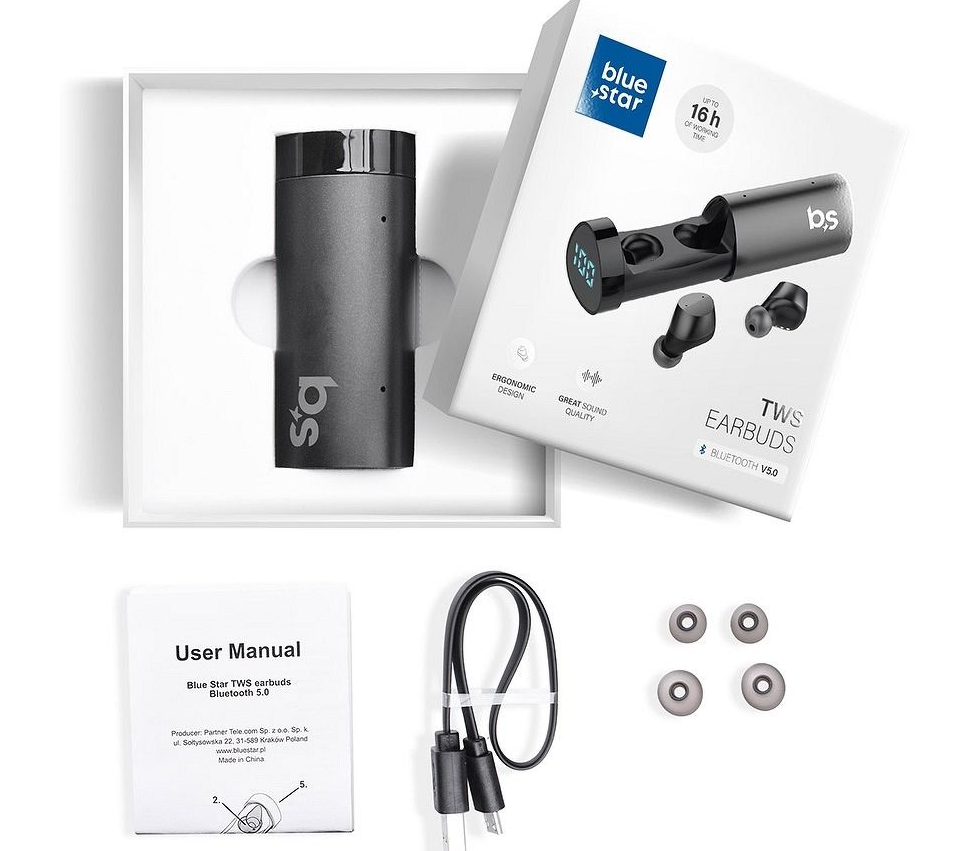 Casti Bluetooth - BlueStar TWS-LT1 PRO - 16 ore - Negru - imagine 2