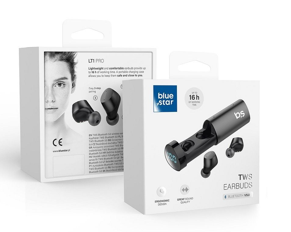 Casti Bluetooth - BlueStar TWS-LT1 PRO - 16 ore - Negru