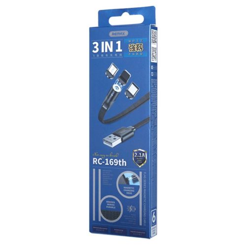 CABLU INCARCARE USB-A – LIGHTNING REMAX Magnetic 3in1  – RC-169TH – ALB