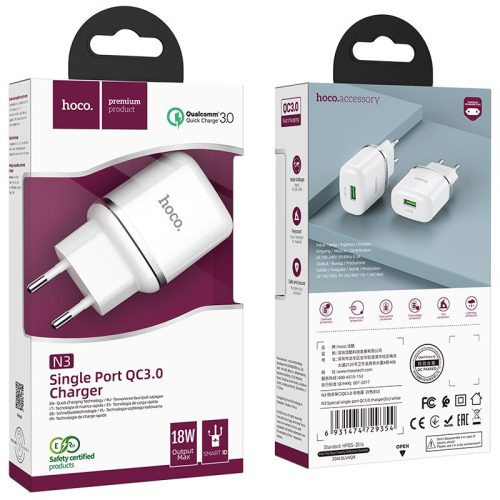Incarcator HOCO QC3.0 18W – Alb