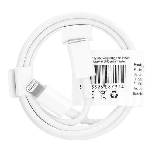 CABLU INCARCARE iPhone USB-C – Lightning 8 Pin – PD 18W 2A C973 – Alb – 1 Metru